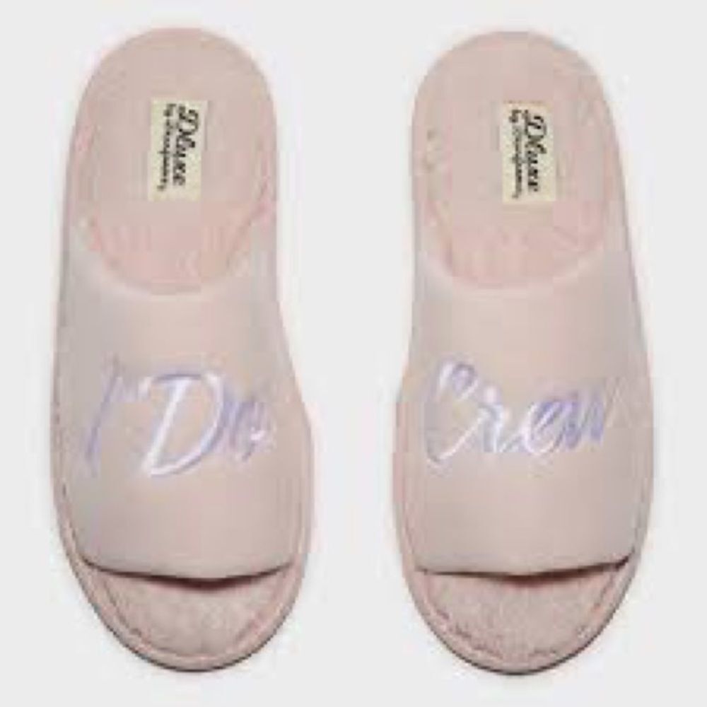 𝅺⭐️nwt Dearfoams Bridal I Do Crew Giftable Slide Slippers⭐️